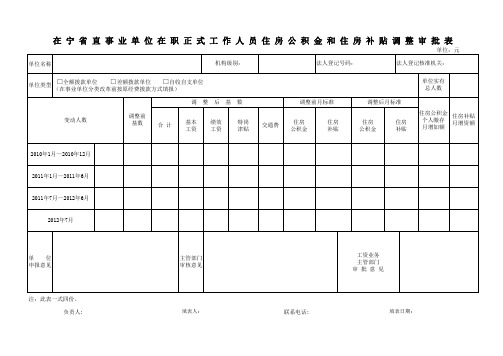 省直事业单位住房公积金缴存基数调整审批表