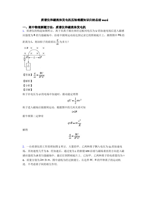 质谱仪和磁流体发电机压轴难题知识归纳总结word