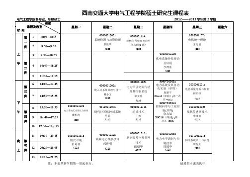 西南交通大学电气工程学院硕士研究生课程表