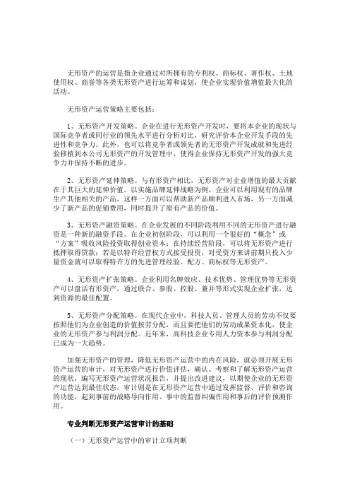 无形资产的运营与审计策略剖析