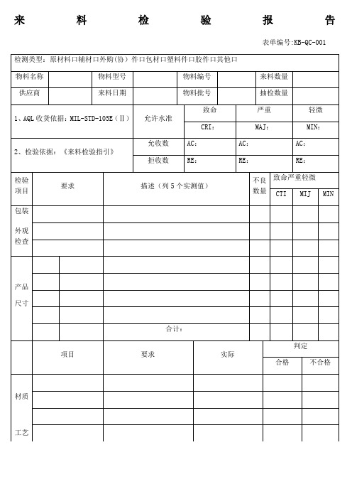 来料检验报告模板