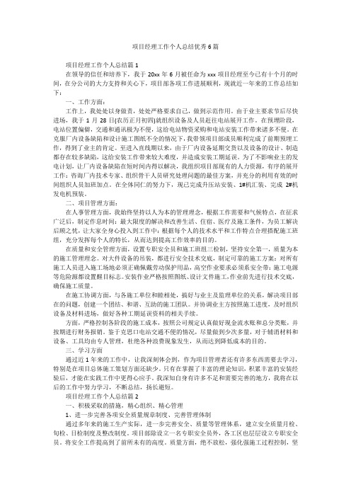 项目经理工作个人总结优秀6篇