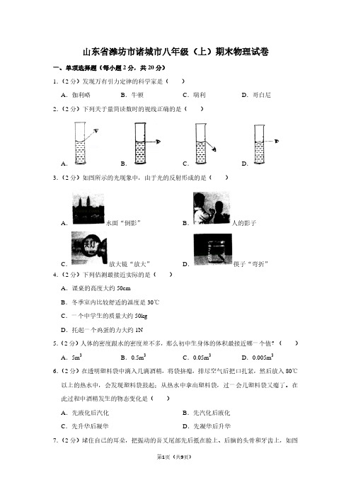 山东省潍坊市诸城市八年级(上)期末物理试卷