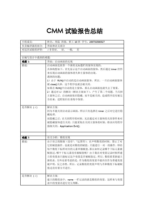 CMM试验报告总结