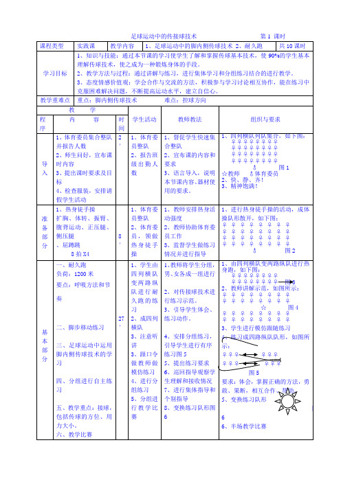 七年级足球教学教案- 足球运动中的传接球技术