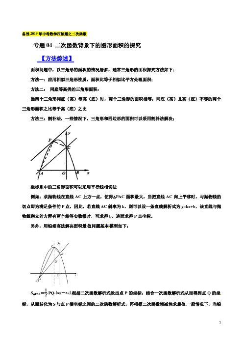 二次函数压轴题专题突破练专题04 二次函数背景下的图形面积的探究(学生版)