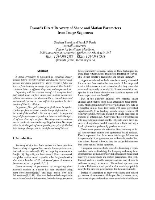 Towards Direct Recovery of Shape and Motion Parameters from Image Sequences