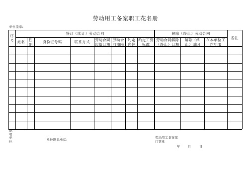 劳动用工备案职工花名册