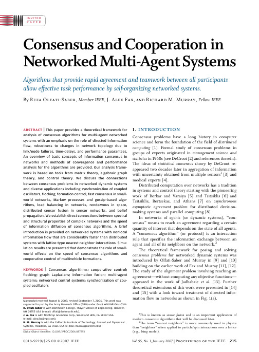 Consensus and Cooperation in Networked Multi-Agent Systems