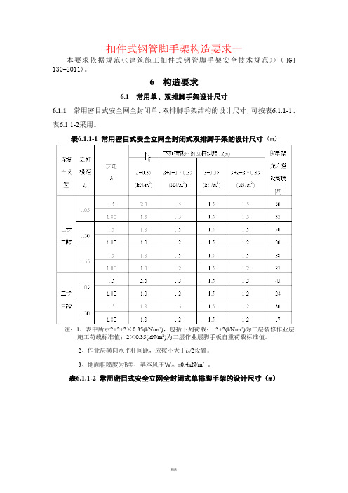 JGJ130-2011 建筑施工扣件式钢管脚手架安全技术规范