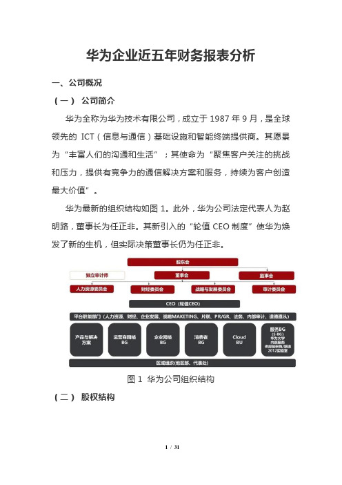 华为企业近五年财务报表分析