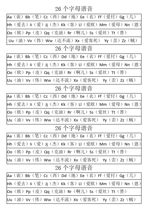 26个字母谐音