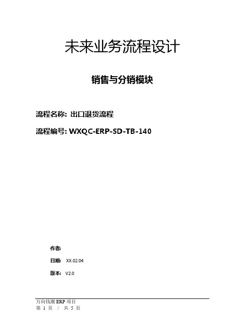 050万向钱潮SAP-ERP实施全套项目资料-蓝图设计_销售管理SD--WXQC-ERP-SD-TB-140出口退货流程