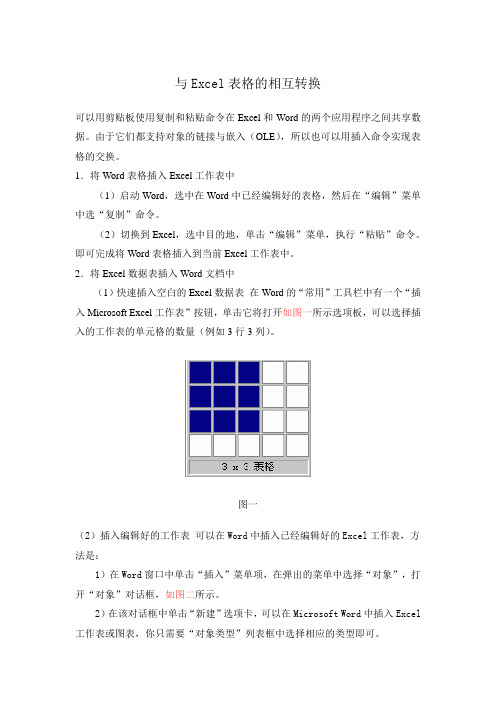 Word表格与Excel表格的相互转换