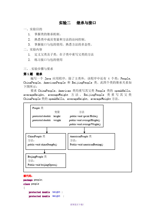 实验二---继承与接口实验