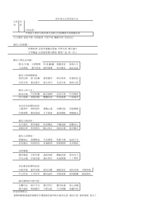 初中语文分类词语大全