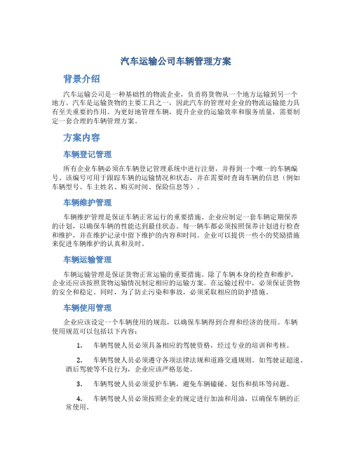 汽车运输公司车辆管理方案