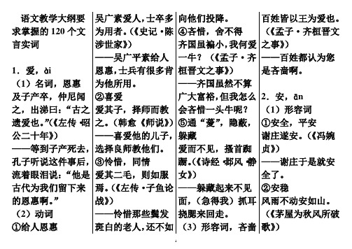 语文高三应会的120文言实词(例句有详细翻译)