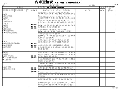 采购部管理体系内审查检表