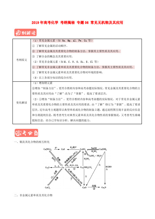 2019年高考化学 考纲揭秘 专题06 常见无机物及其应用.doc