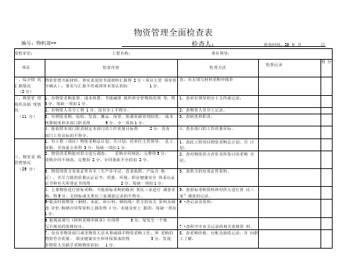 物资管理全面检查表