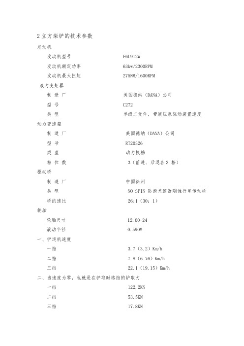 2立方柴铲的技术参数