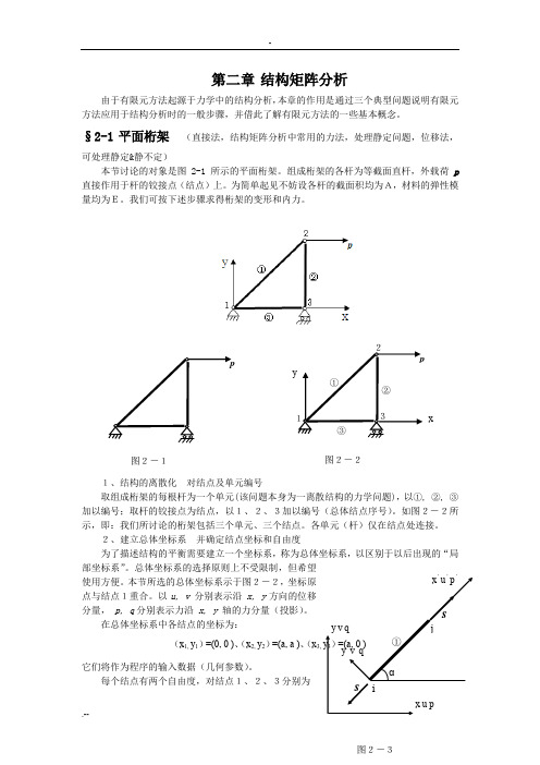 有限元原理 结构矩阵分析(平面桁架 平面应力) 变分