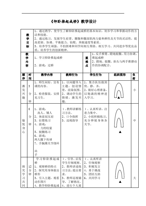 小学体育_仰卧推起成桥教学设计学情分析教材分析课后反思