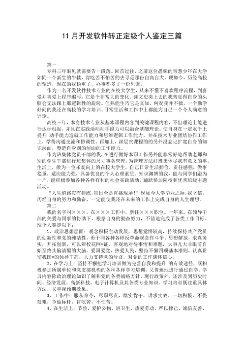 11月开发软件转正定级个人鉴定三篇