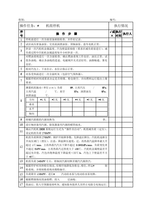 停机操作票