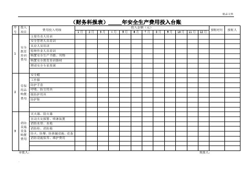 安全生产费用投入台账(模版报表)