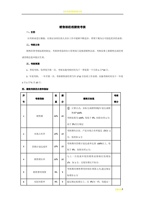 销售经理绩效考核方案