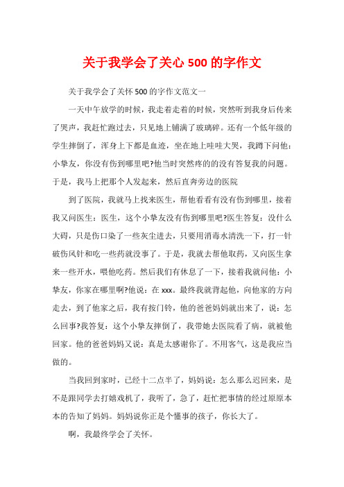 关于我学会了关心500的字作文