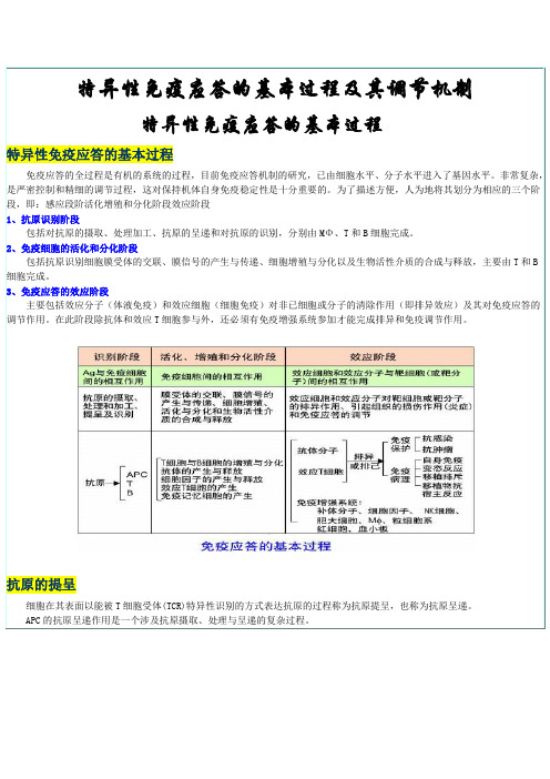 特异性免疫应答的基本过程及其调节机制