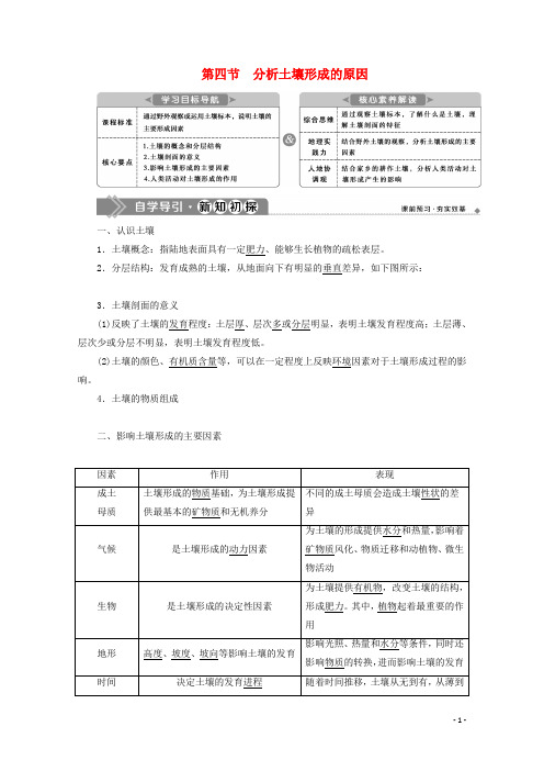 高中地理3.4分析土壤形成的原因学案鲁教版必修第一册