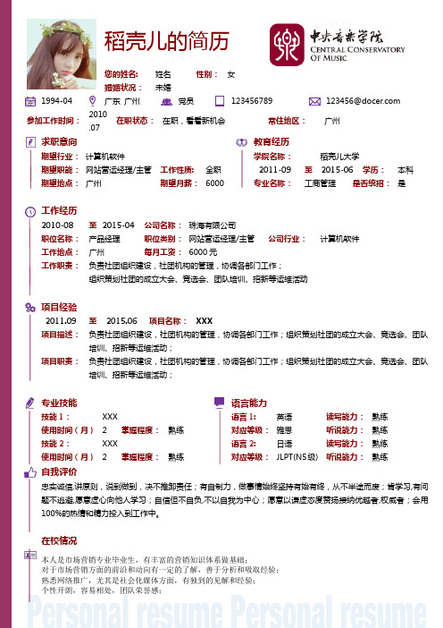 2017最新简历-红色边框简历模板