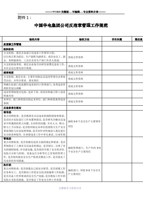 中国华电集团公司反违章管理工作规范