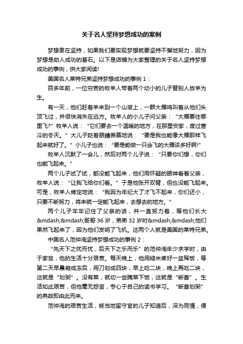 关于名人坚持梦想成功的案例