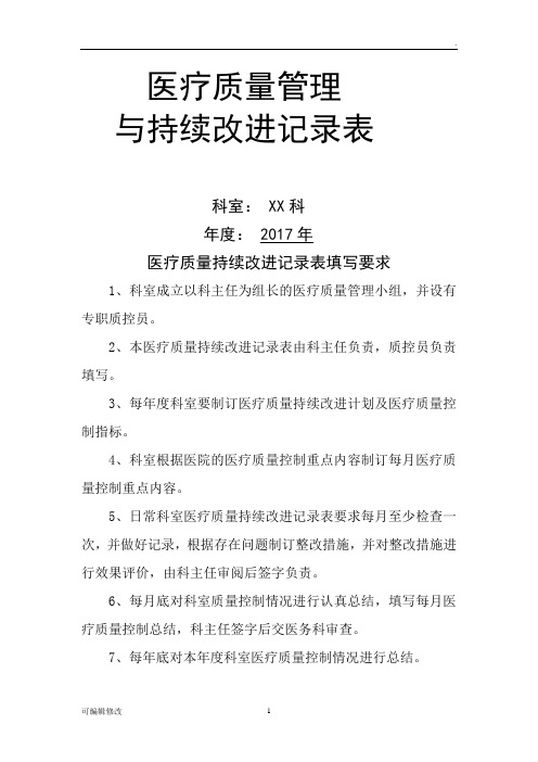 医疗质量管理与持续改进记录表