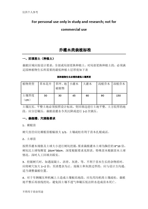 园林乔灌木栽植标准化