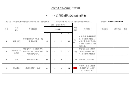 隧道施工钢筋和拱架加工风险源辨识检查