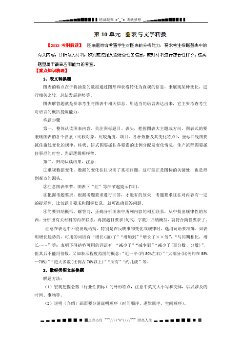 高三语文一轮复习：1.10《图表与文字转换》 精品教案