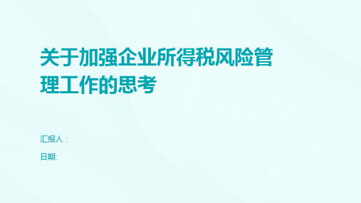 关于加强企业所得税风险管理工作的思考