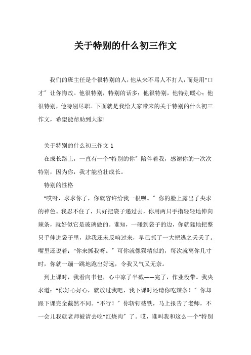 (初三作文)关于特别的什么初三作文