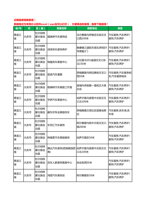 2020新版黑龙江省大庆市杜尔伯特蒙古族自治县汽车装饰工商企业公司商家名录名单黄页联系方式大全19家