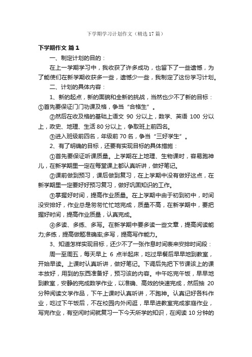 下学期学习计划作文（精选17篇）