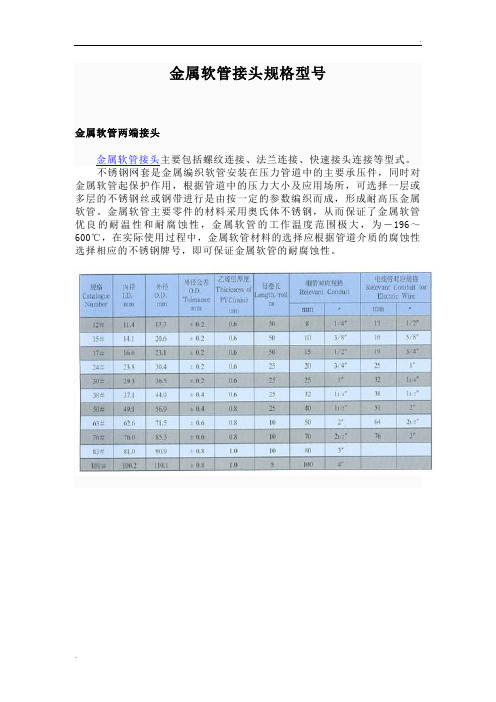 金属软管接头规格型号