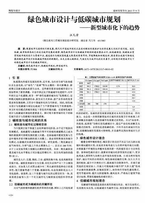 绿色城市设计与低碳城市规划——新型城市化下的趋势