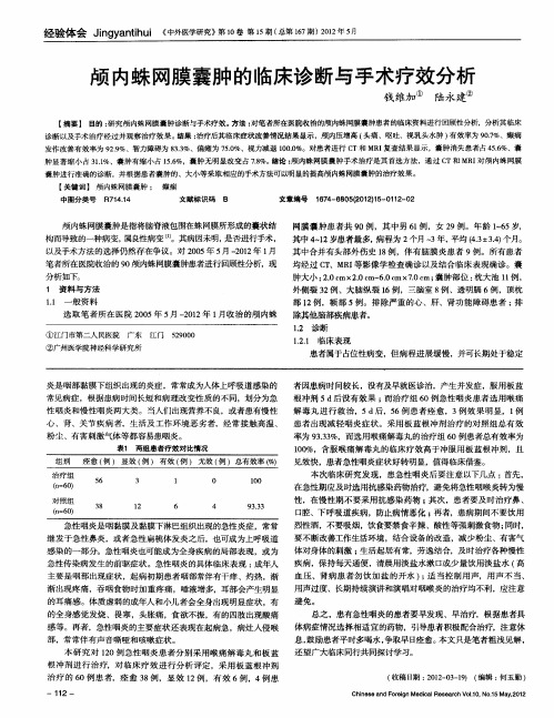 颅内蛛网膜囊肿的临床诊断与手术疗效分析