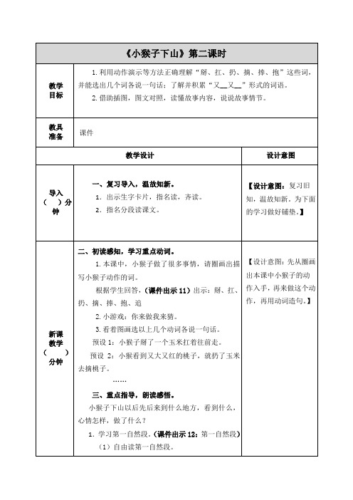 《小猴子下山》第二课时教案